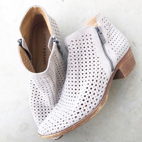 Lucky Brand Shoes - Lucky Brand Perforated Basel Suede Booties